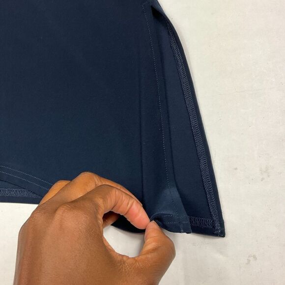 Sympli Long Tunic Top Blue V-Neck Flowy Asymmetrical Shirt Side Slits Size 4 - Picture 3 of 9